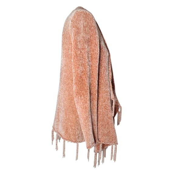 Shyanne Chenille Open Sweater Cardigan Size S Fringe Western Chunky Country - Picture 3 of 5